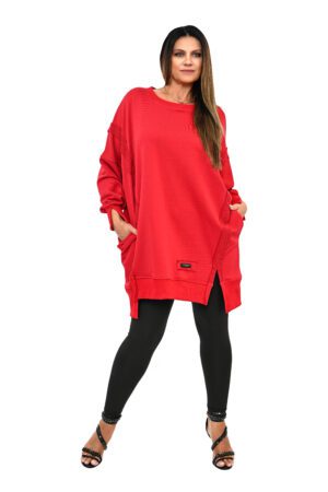 STYLOWA BLUZA PIXI OVERSIZE CZERWONA