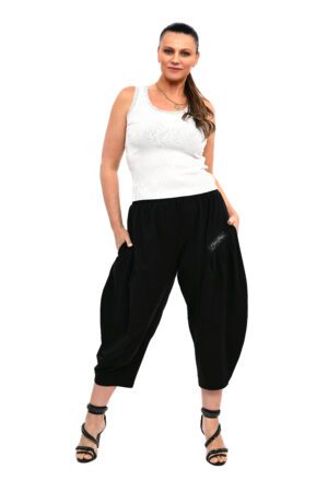 STYLOWE SPODNIE BAWEŁNIANE CZARNE BALLONI