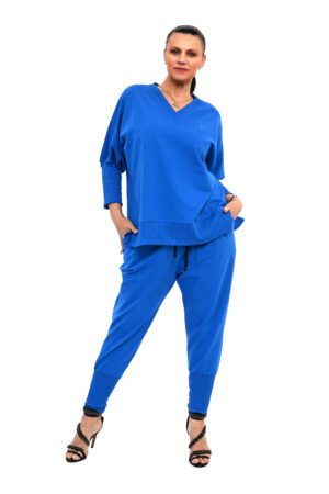 STYLOWY DRES BURTO OVERSIZE BAWEŁNIANY NIEBESKI