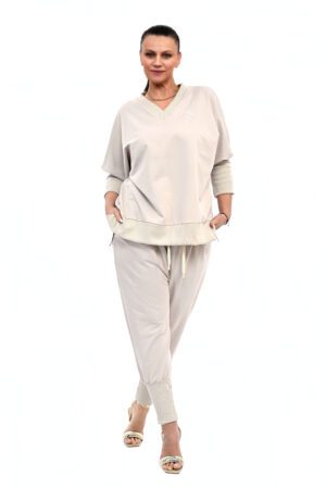 STYLOWY DRES BURTO OVERSIZE BAWEŁNIANY JASNY BEŻ