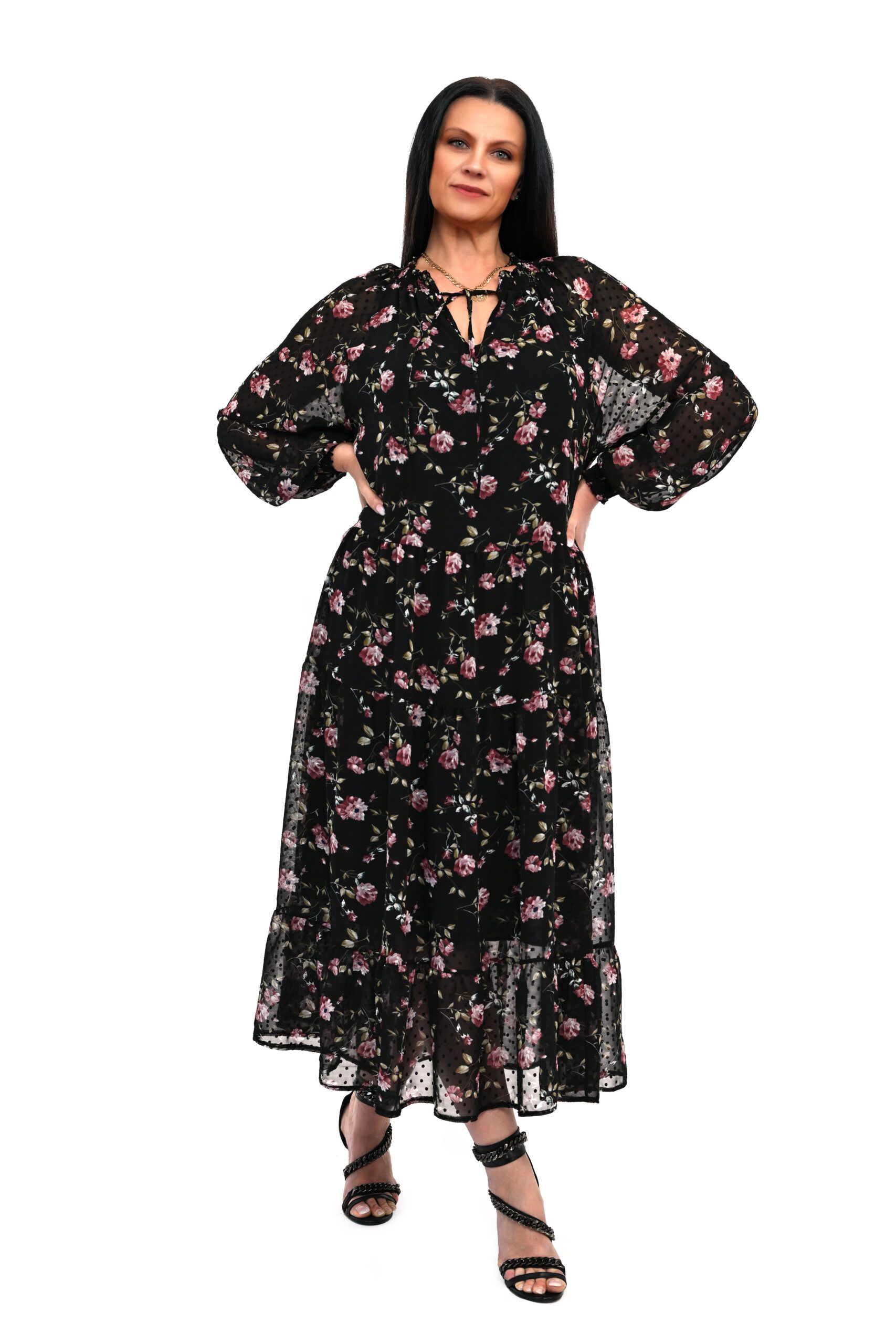 STYLOWA SZYFONOWA SUKIENKA VELA OVERSIZE-42/54 - obrazek 3