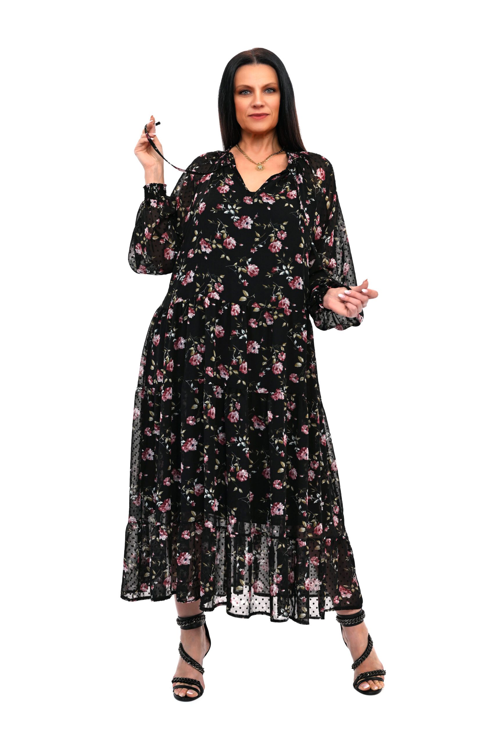 STYLOWA SZYFONOWA SUKIENKA VELA OVERSIZE-42/54