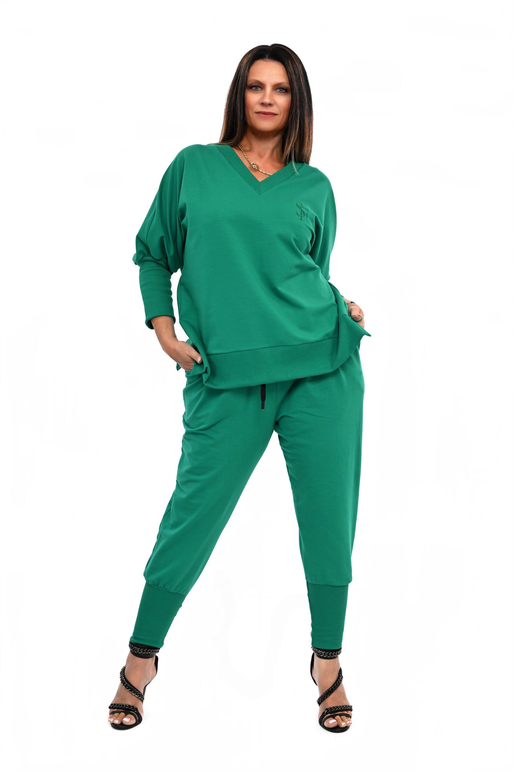 STYLOWY DRES BURTO OVERSIZE BAWEŁNIANY ODCIENIE ZIELENI