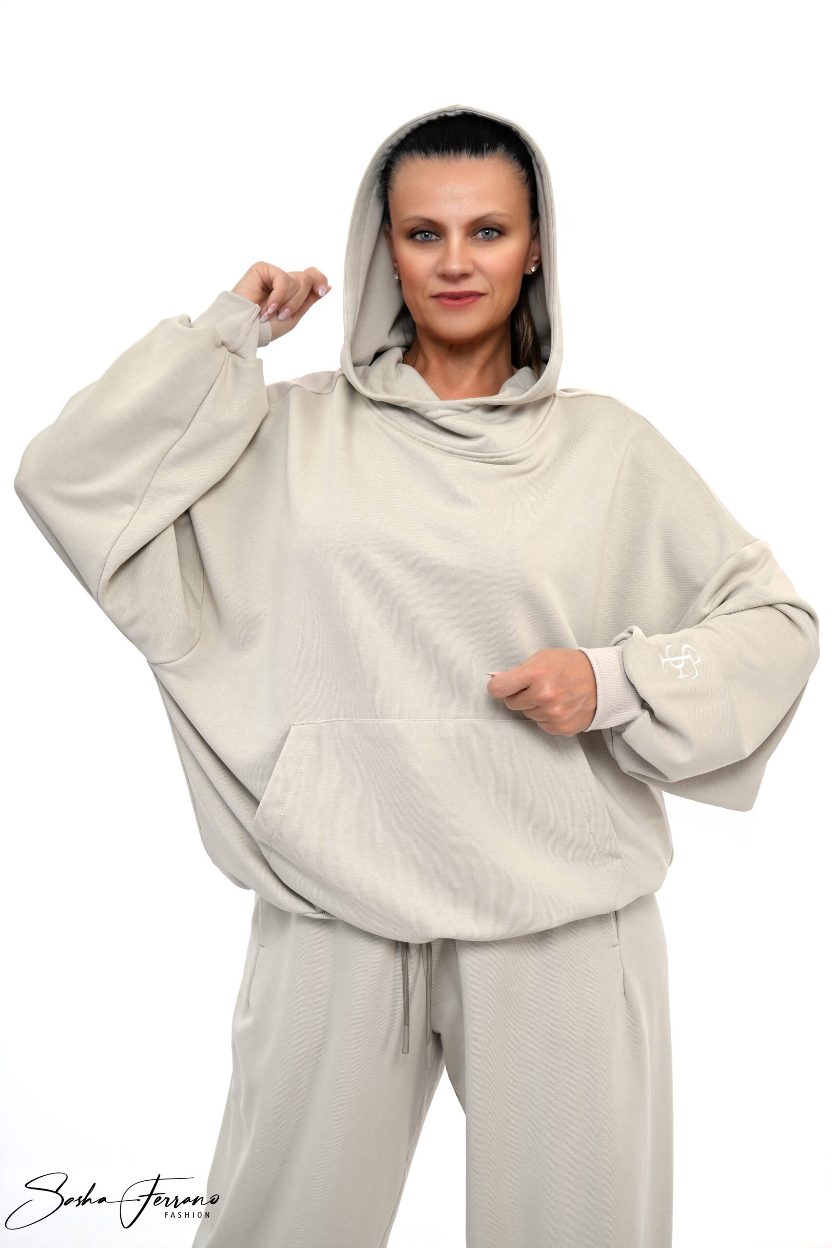 DRES BAWEŁNIANY ELAN OVERSIZE ODCIENIE BEŻU - obrazek 4