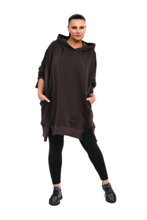 BLUZA DIXI OVERSIZE Z KAPTUREM BRĄZOWA
