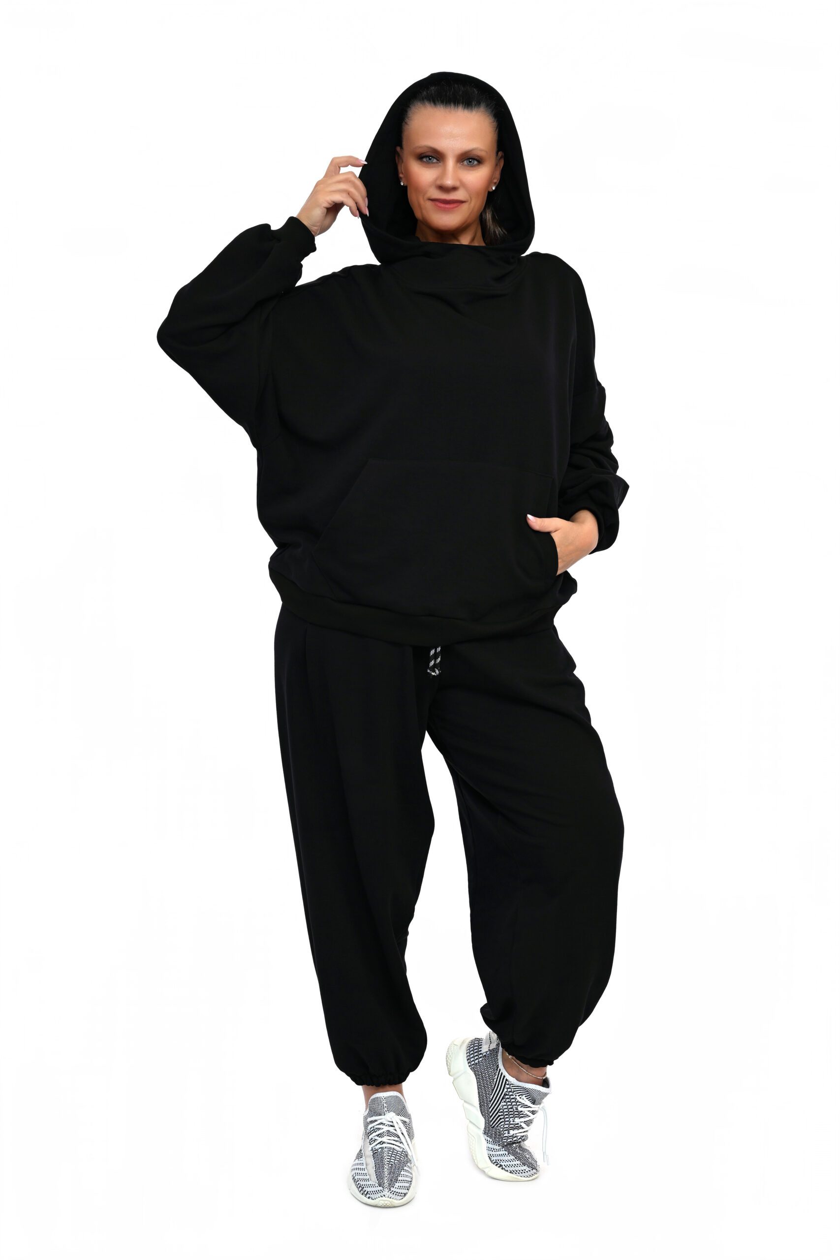 DRES BAWEŁNIANY ELAN OVERSIZE CZARNY - obrazek 4