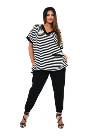 BAWEŁNIANY DRES MARINERO CZARNO BIAŁY