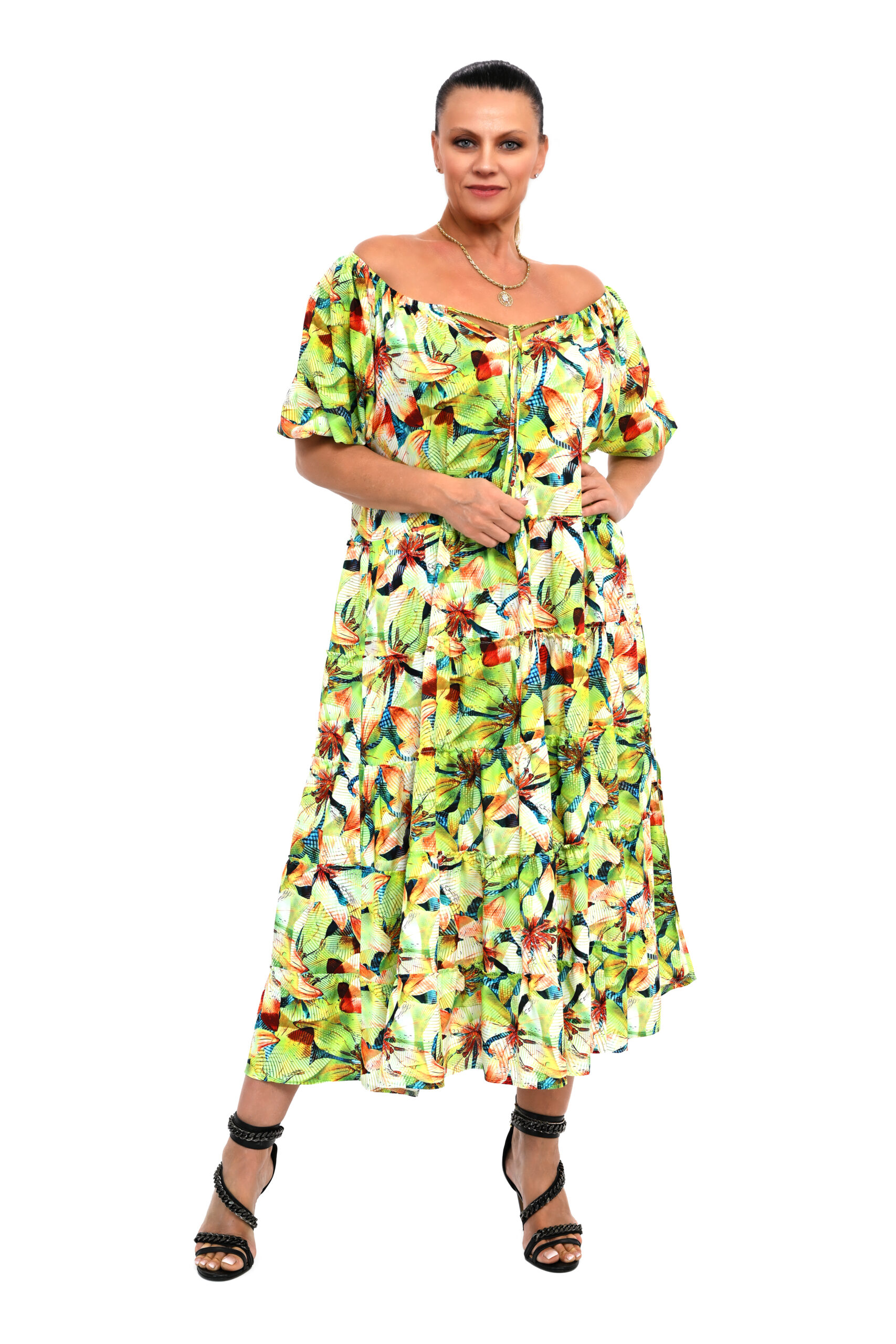 SUKIENKA SARAH W KWIATY OVERSIZE - obrazek 3