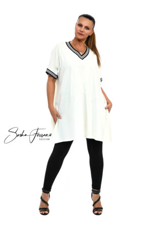 TUNIKA BAWEŁNIANA POLI BIAŁA OVERSIZE-42/54