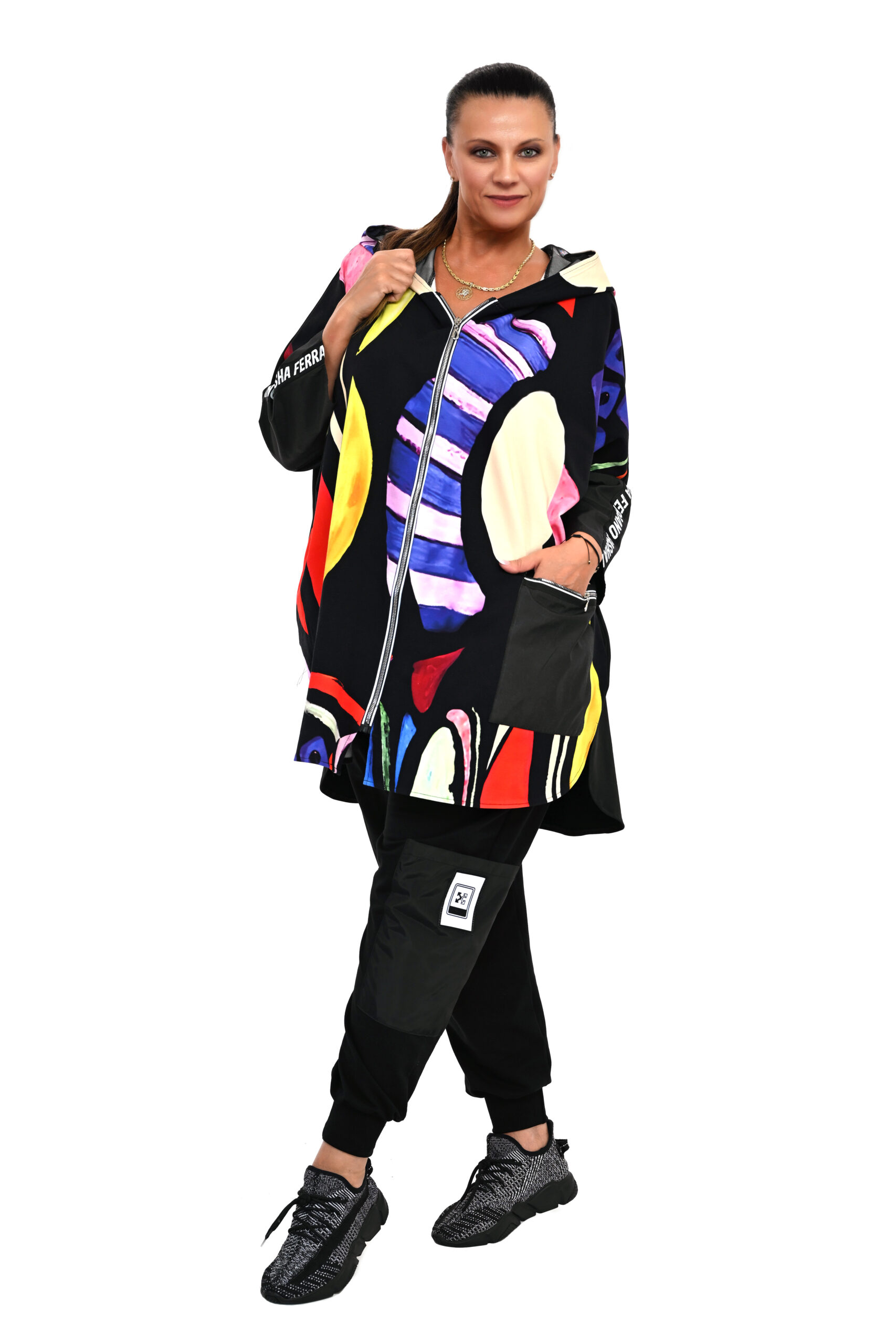 DRES ROXI CZARNY BLUZA KOLOROWA - obrazek 3