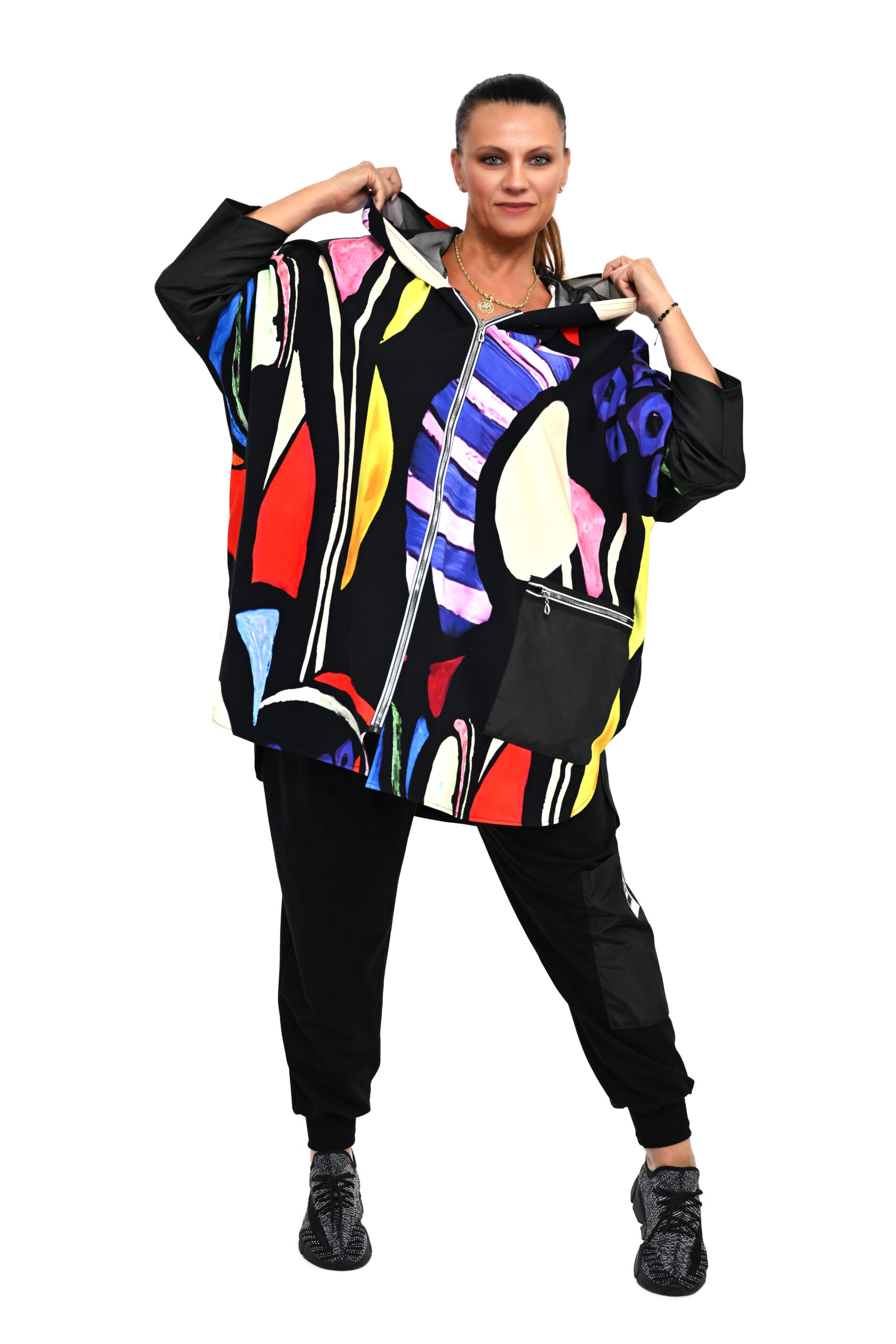 DRES ROXI CZARNY BLUZA KOLOROWA - obrazek 4