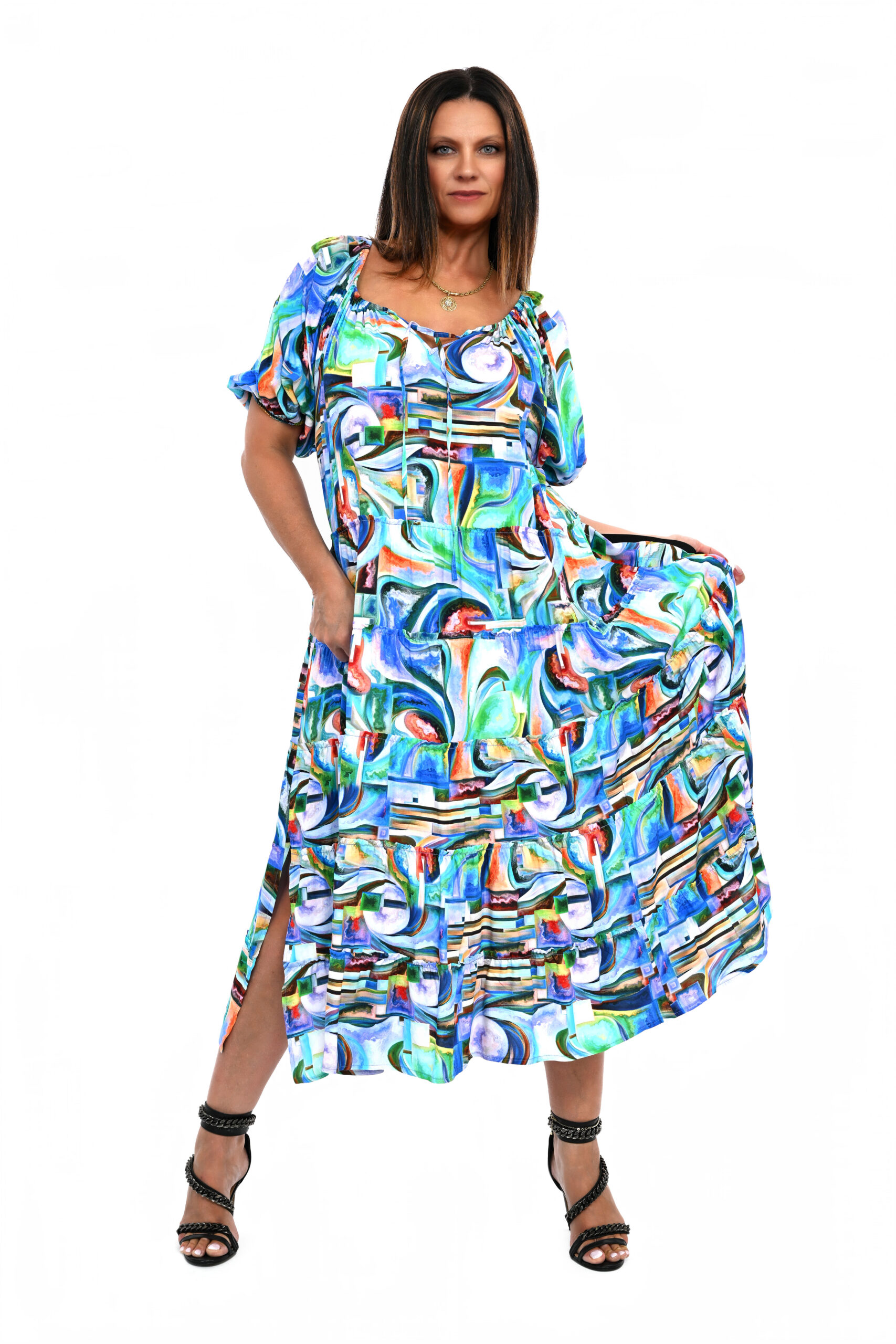 SUKIENKA SARAH WIELOKOLOROWA OVERSIZE - obrazek 3