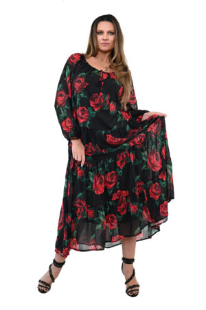 SUKIENKA SZYFONOWA VIVIEN OVERSIZE 42/54 W RÓŻE