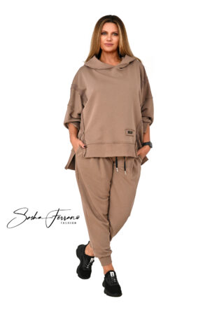 STYLOWY DRES BAWEŁNIANY IVA KOLOR CAPPUCCINO