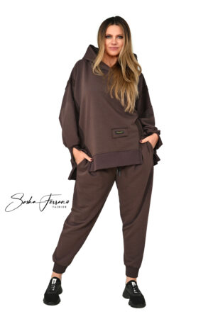 STYLOWY DRES BAWEŁNIANY IVA BRĄZOWY