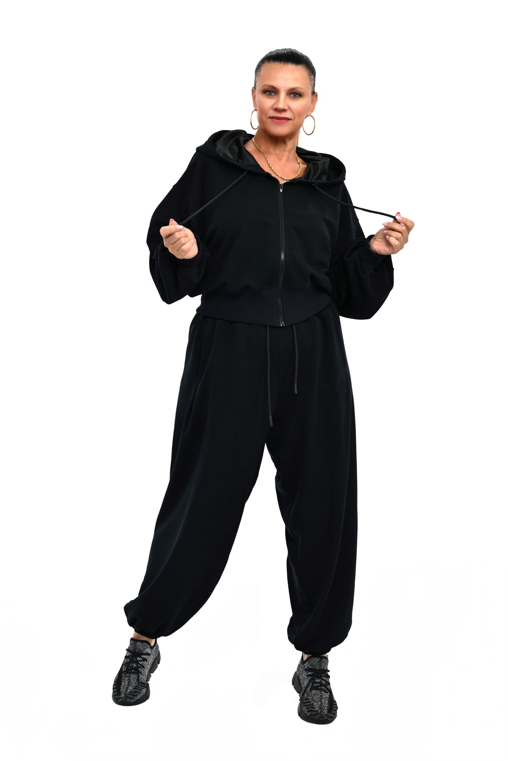 DRES BAWEŁNIANY MOA OVERSIZE CIEMNOGRANATOWY - obrazek 3