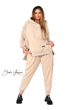 STYLOWY DRES BAWEŁNIANY IVA KOLOR BEŻOWY