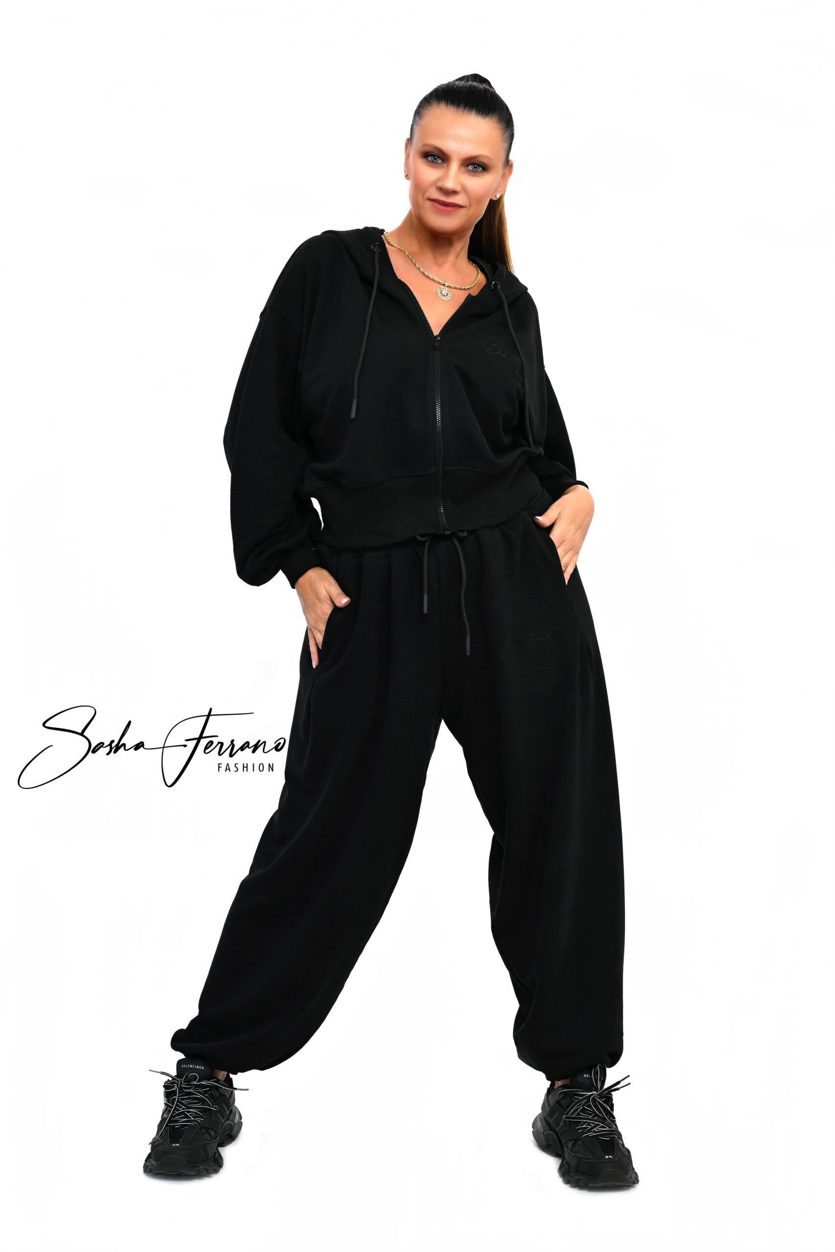 DRES BAWEŁNIANY MOA OVERSIZE CZARNY