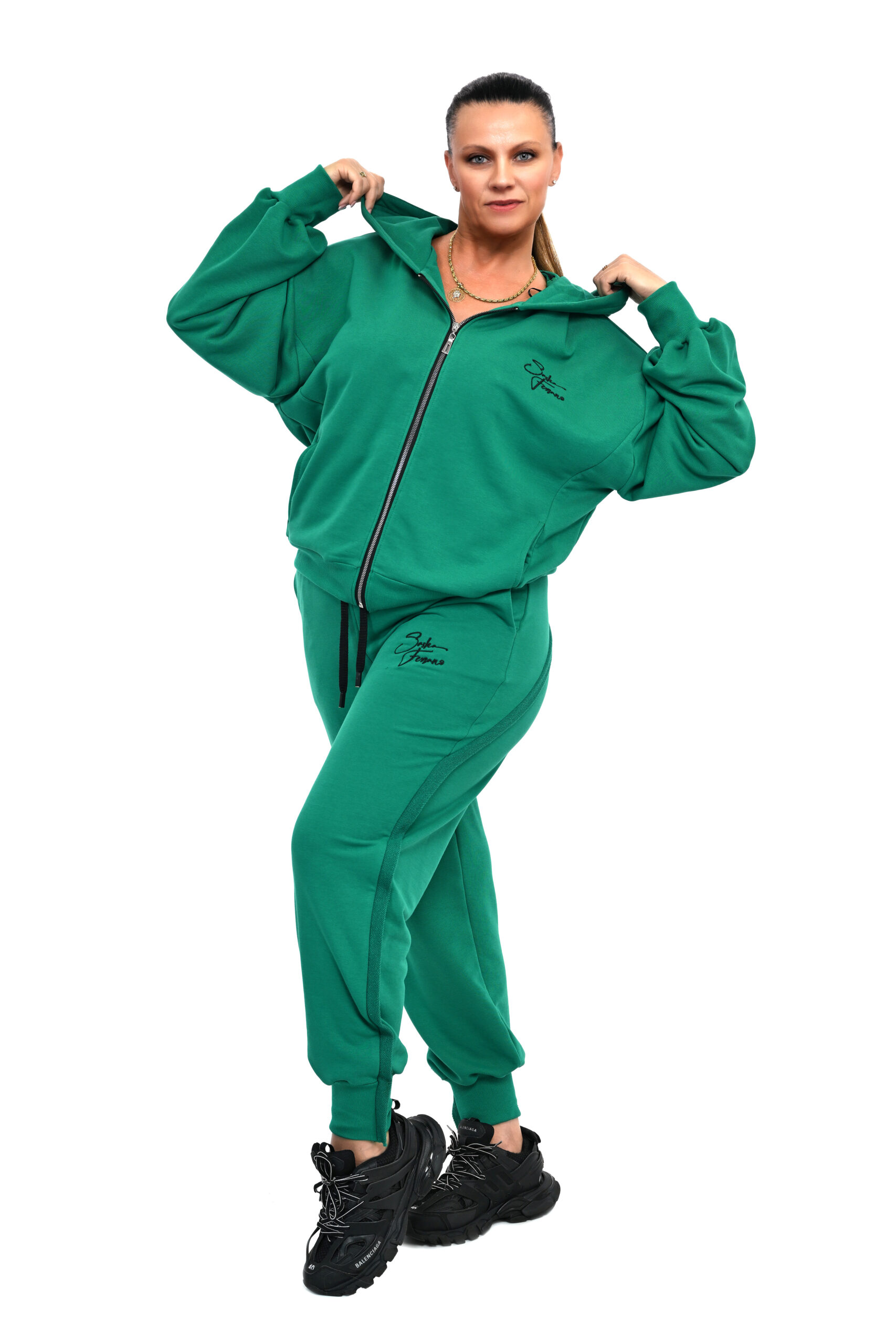 AWANGARDOWY DRES VIKI OVERSIZE 38/46 ODCIENIE ZIELENI - obrazek 4