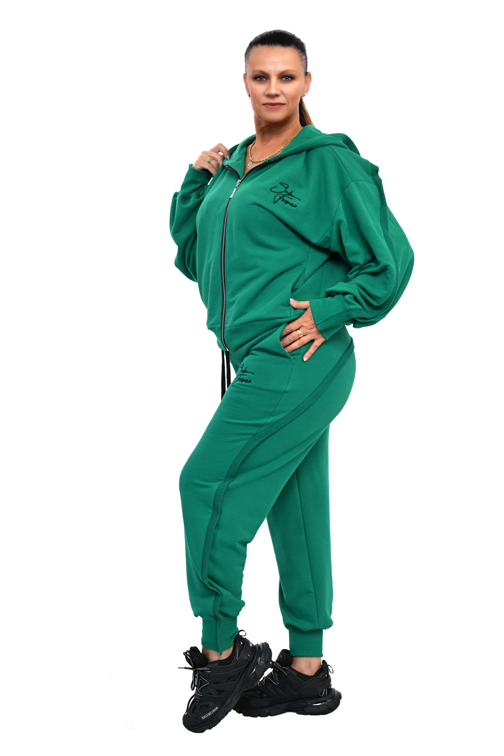 AWANGARDOWY DRES VIKI OVERSIZE 38/46 ODCIENIE ZIELENI - obrazek 3