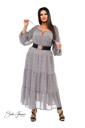 SUKIENKA SZYFONOWA VIVIEN OVERSIZE 42/54 W GROSZKI