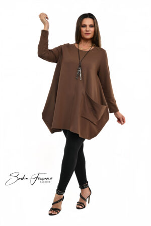 AWANGARDOWA TUNIKA GARDA OVERSIZE BRĄZOWA