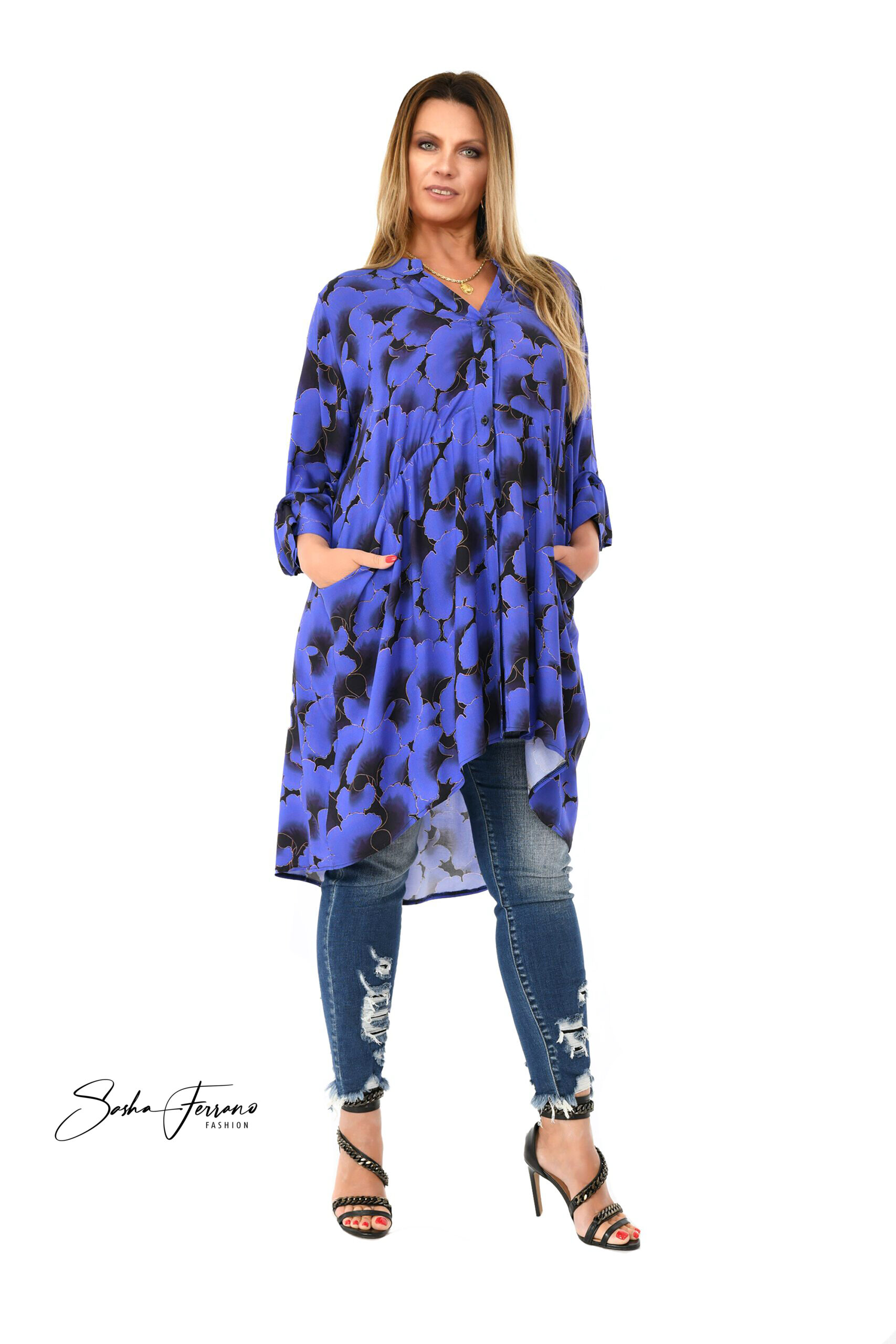 KOSZULA LOLITA CHABROWE LIŚCIE OVERSIZE-42/54 - obrazek 2