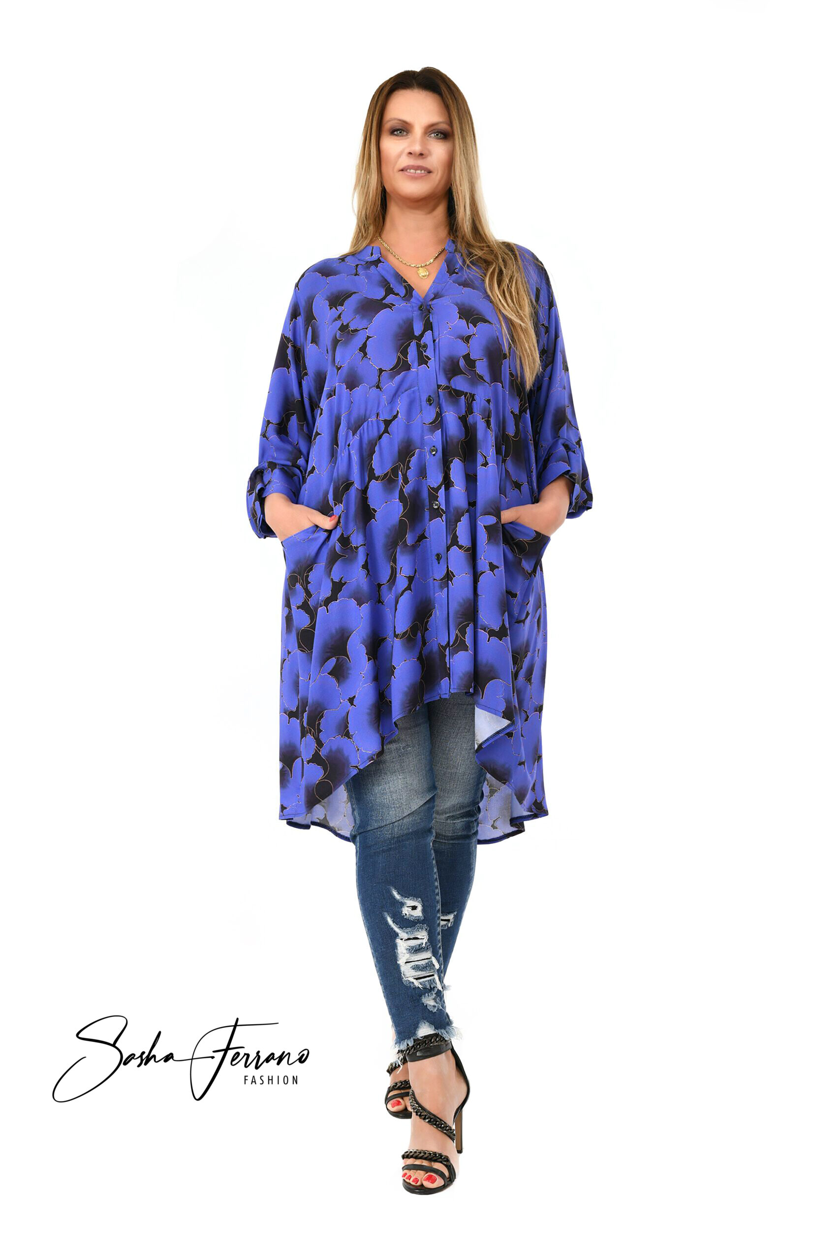 KOSZULA LOLITA CHABROWE LIŚCIE OVERSIZE-42/54