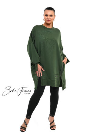 STYLOWA BLUZA PIXI OVERSIZE OLIWKOWA