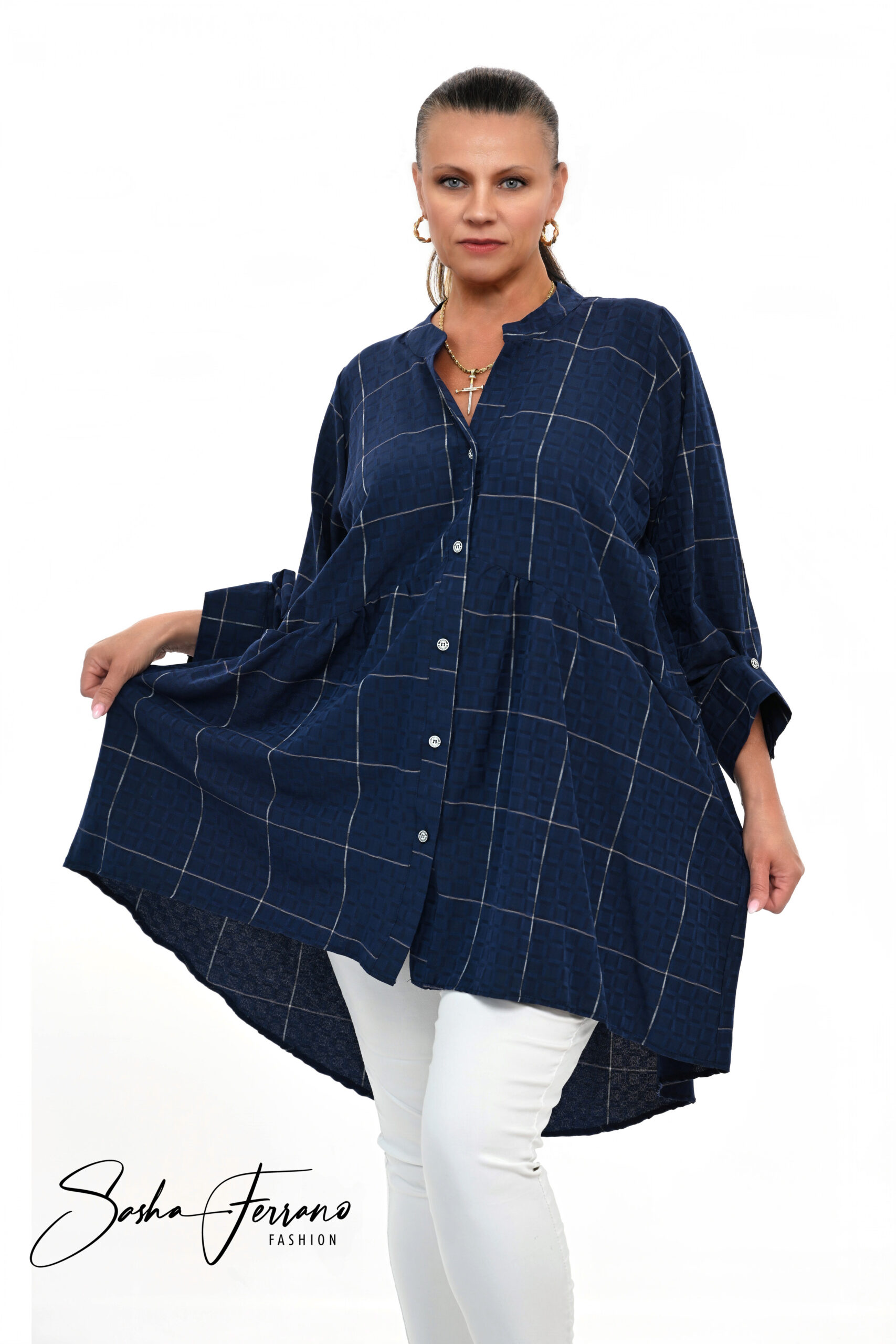 STYLOWA TUNIKA KOSZULOWA LOLITA OVERSIZE 42/54 - obrazek 3