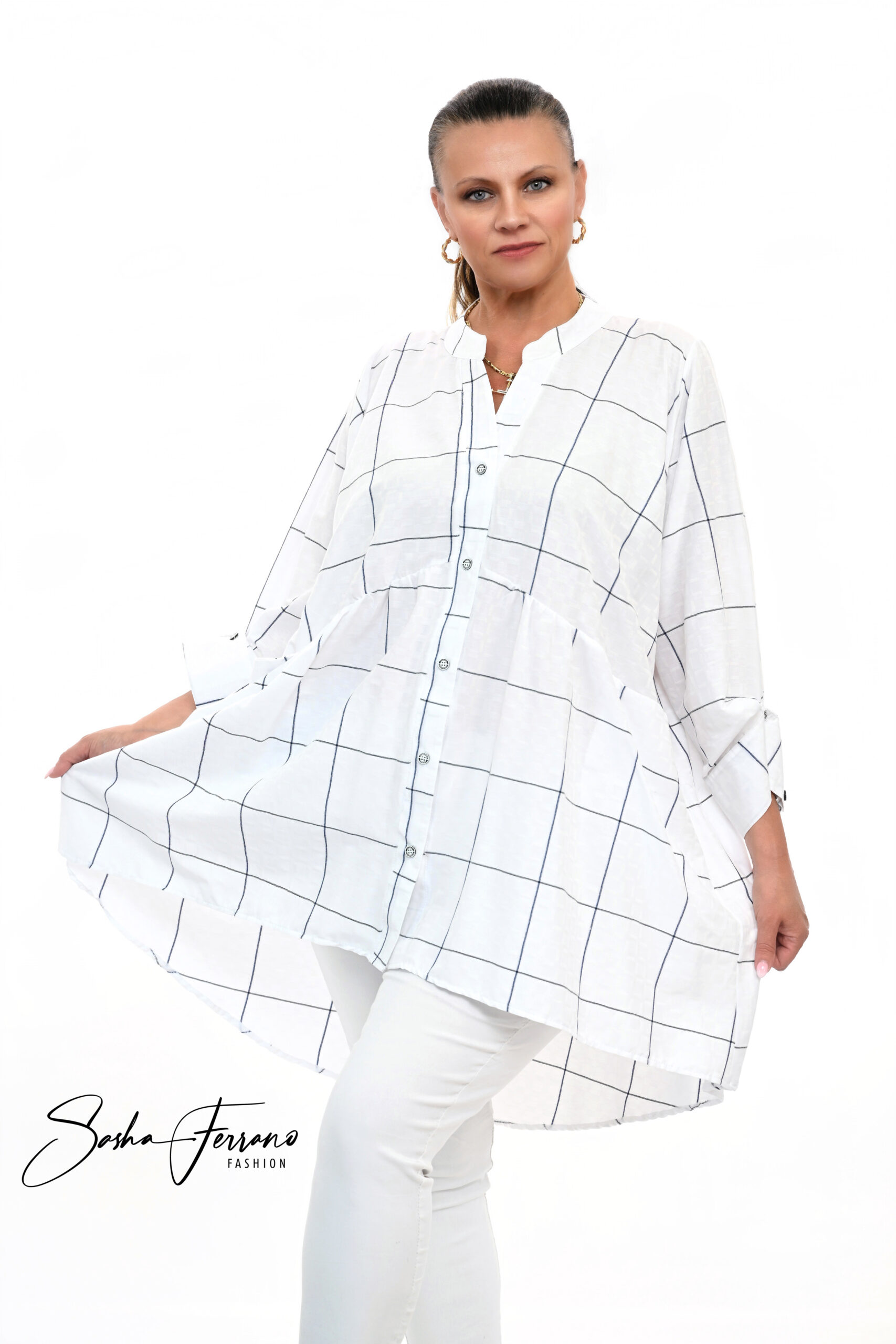 STYLOWA TUNIKA KOSZULOWA LOLITA OVERSIZE 42/54 - obrazek 3