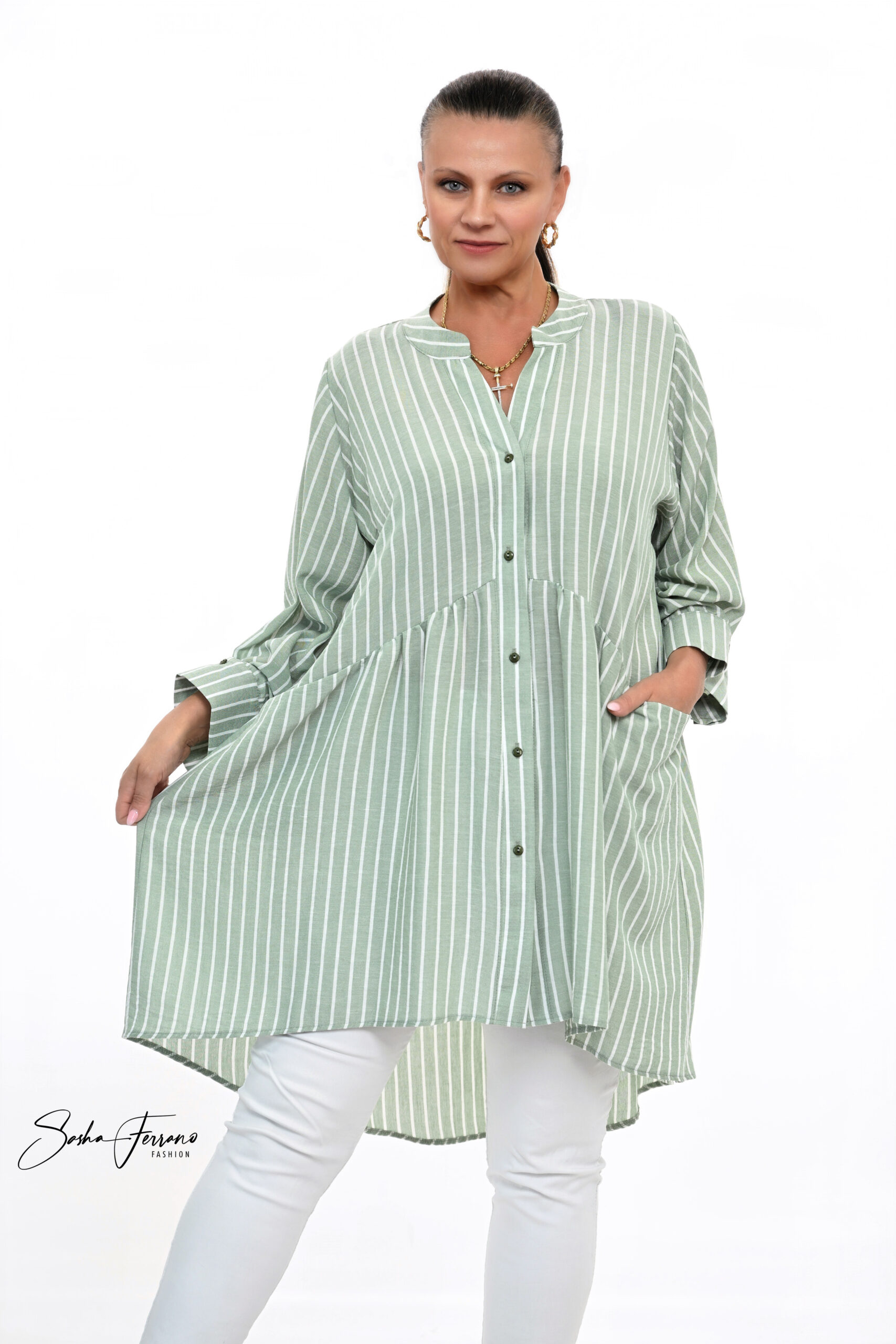 STYLOWA TUNIKA KOSZULOWA LOLITA OVERSIZE 42/54 - obrazek 3