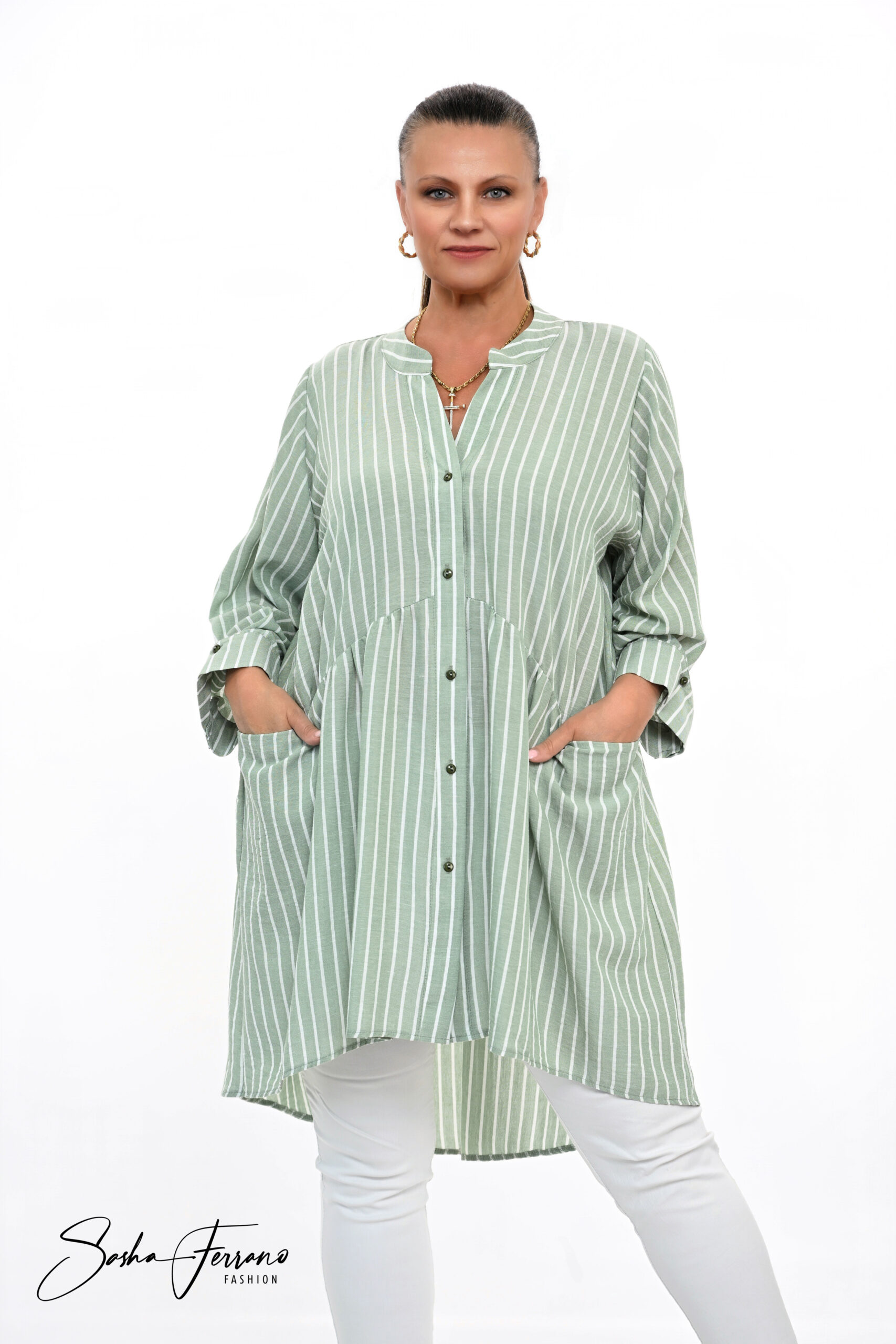 STYLOWA TUNIKA KOSZULOWA LOLITA OVERSIZE 42/54