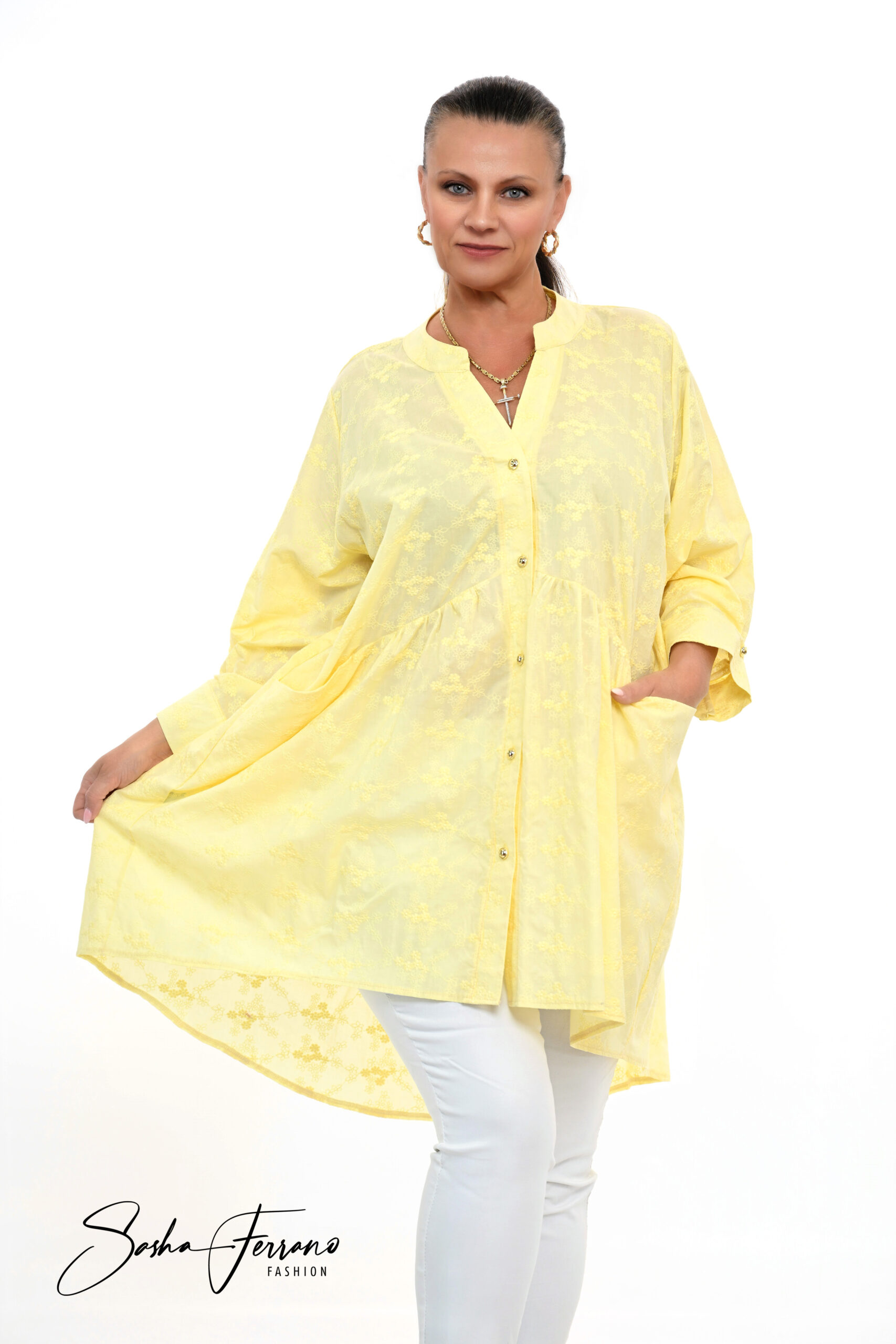STYLOWA TUNIKA KOSZULOWA LOLITA OVERSIZE 42/54 - obrazek 3