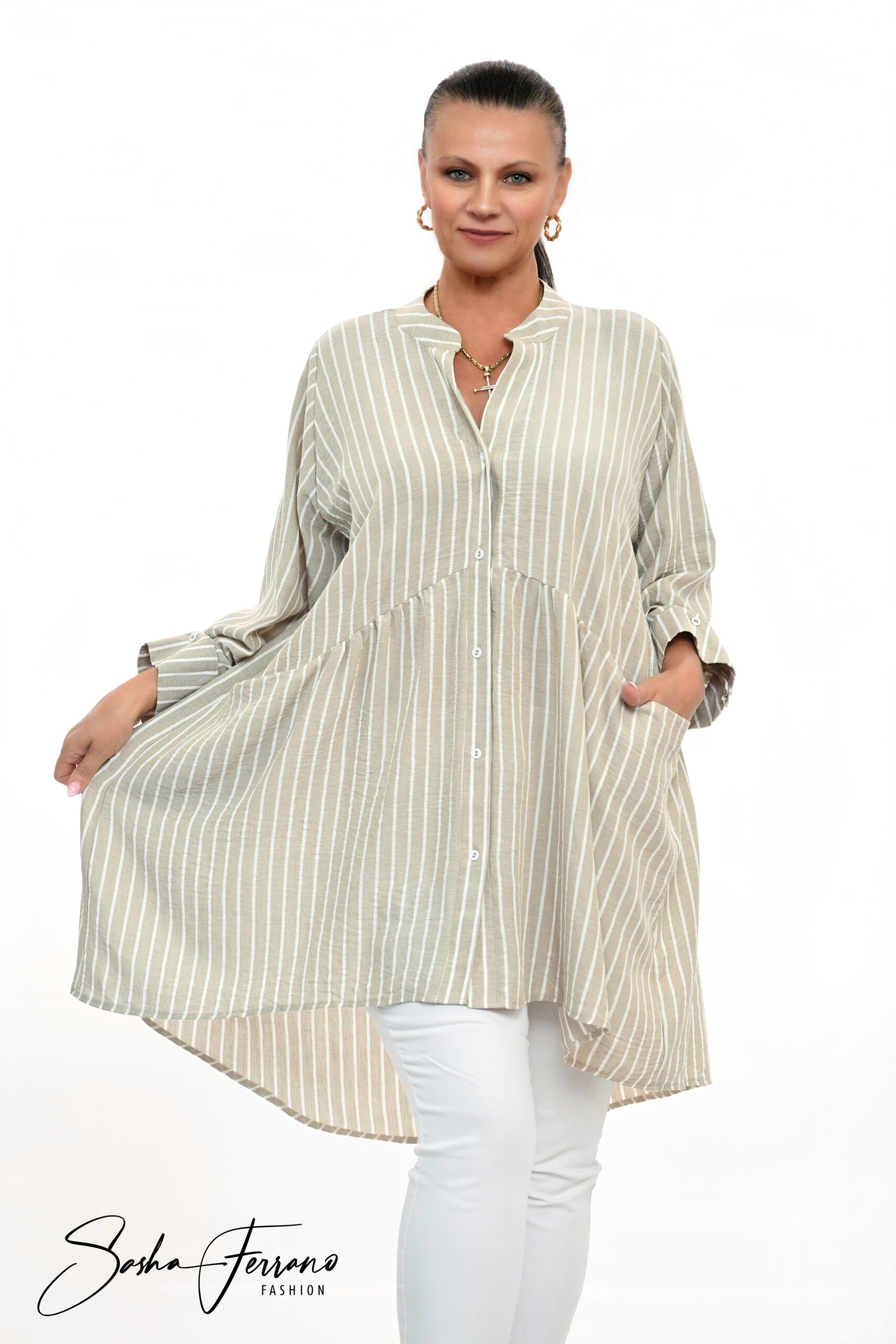 STYLOWA TUNIKA KOSZULOWA LOLITA OVERSIZE 42/54 - obrazek 3