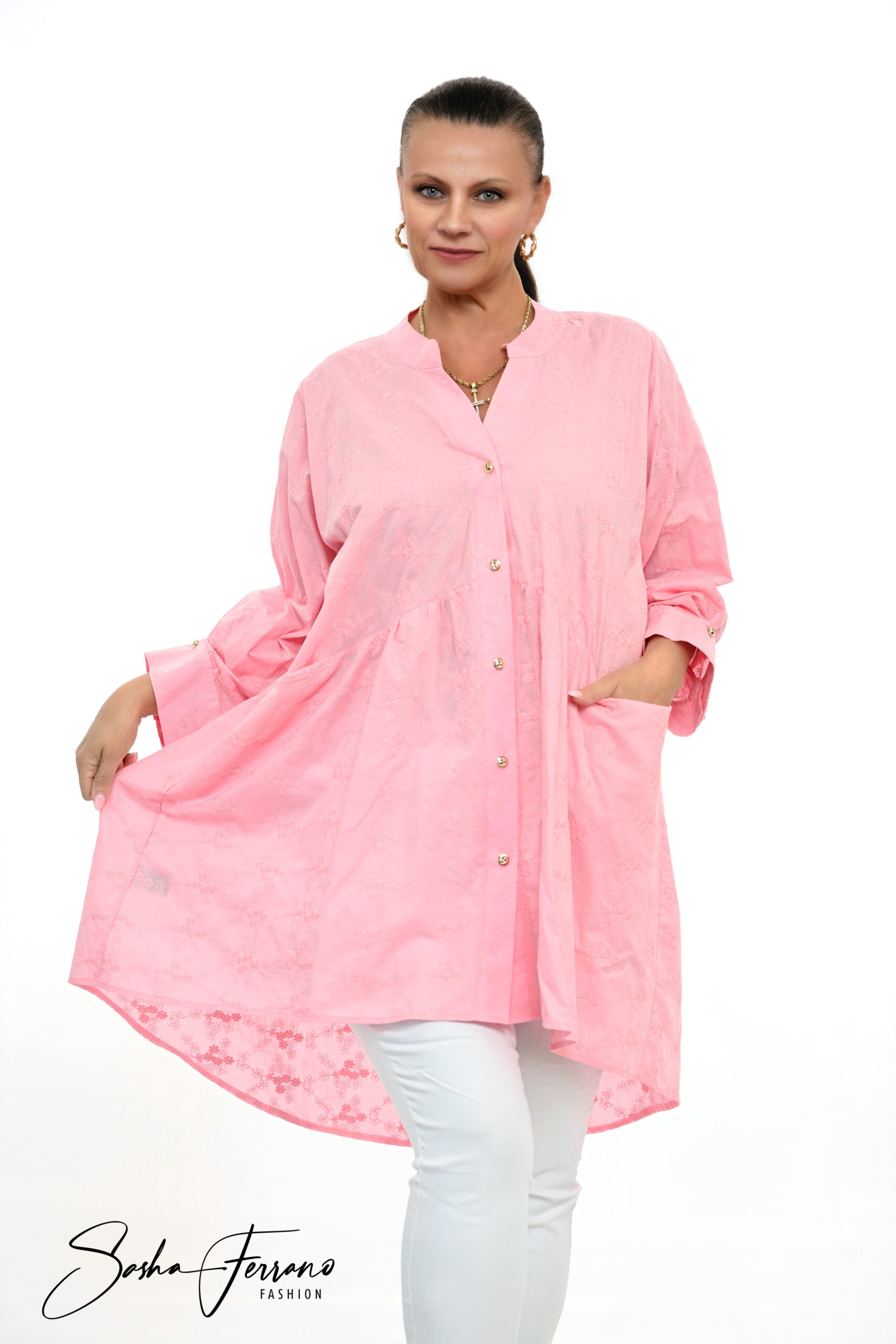 STYLOWA TUNIKA KOSZULOWA LOLITA OVERSIZE 42/54 - obrazek 3