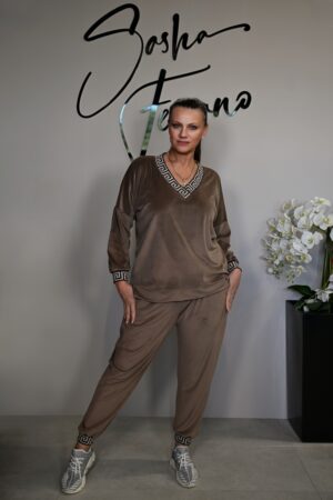 WELUROWY DRES ALTAM 42-44-46 BEŻOWY