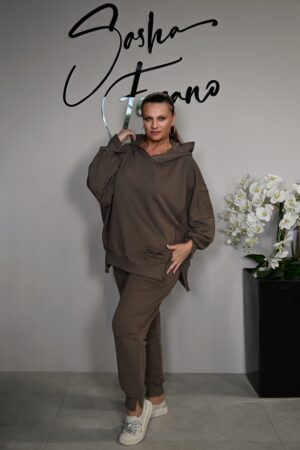 STYLOWY DRES BAWEŁNIANY IVA KOLOR COFFE