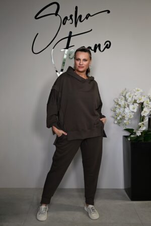 STYLOWY DRES BAWEŁNIANY IVA KOLOR BRĄZOWY