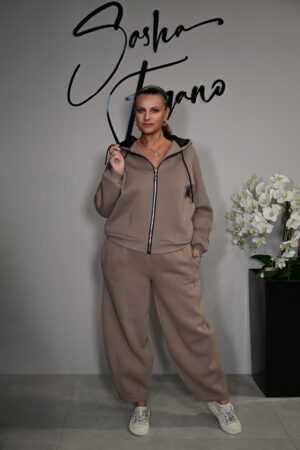 STYLOWY BAWEŁNIANY DRES ROMA OVERSIZE 40/50 BEŻOWY