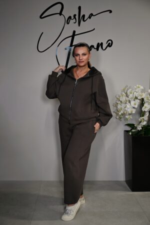 STYLOWY BAWEŁNIANY DRES ROMA OVERSIZE 40/50 BRĄZOWY